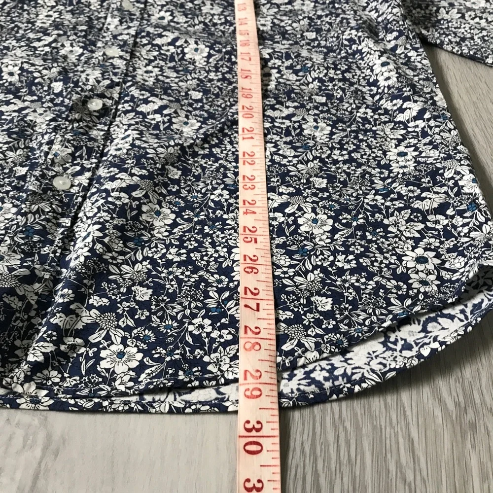 J CREW BLUE FLORAL SHIRT LONG SLEEVE BUTTON MENS LARGE